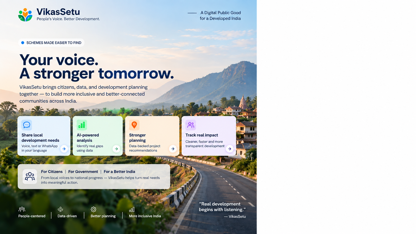 VikasSetu development landscape with community planning highlights